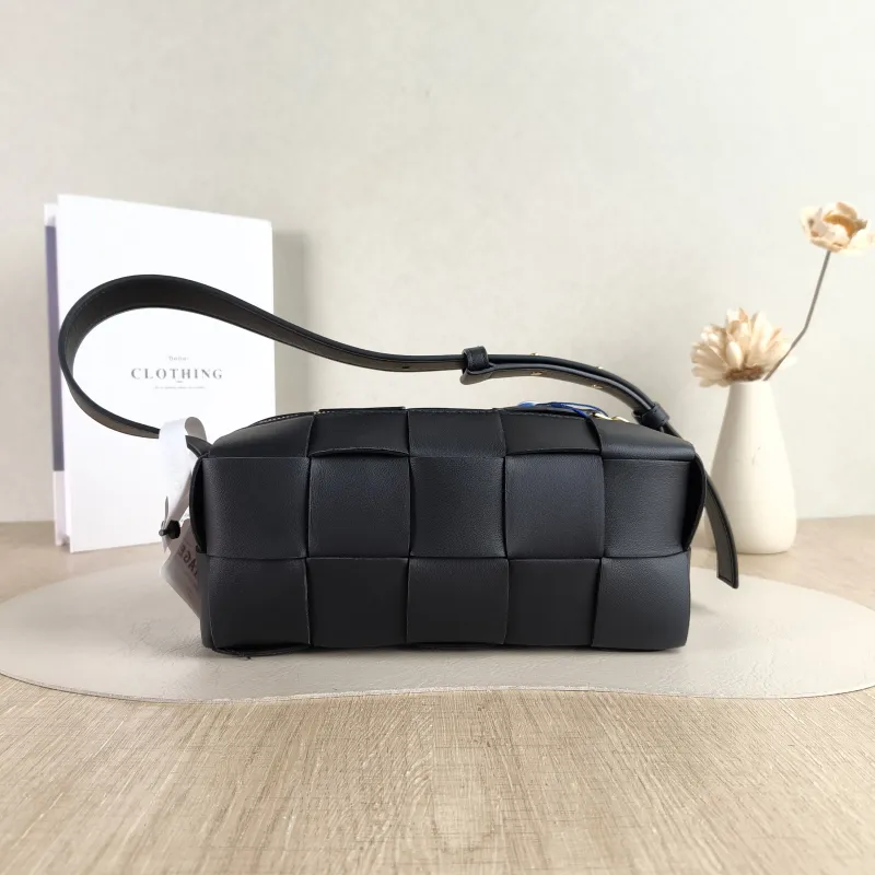 Bottega Veneta Shoulder Bag Brick Cassette Woven Black Lambskin Small 23.5 × 10 × 10 cm — cover view 4 of 5
