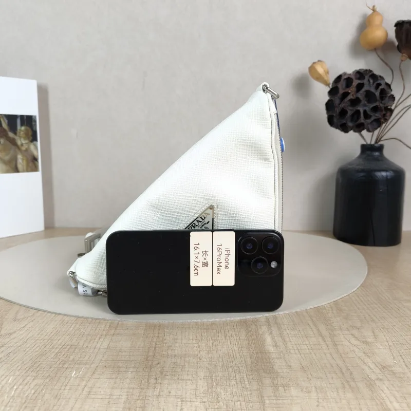 PRADA Shoulder Bag Triangle White Calfskin One Size25 × 7 × 15 cm — cover view 4 of 6