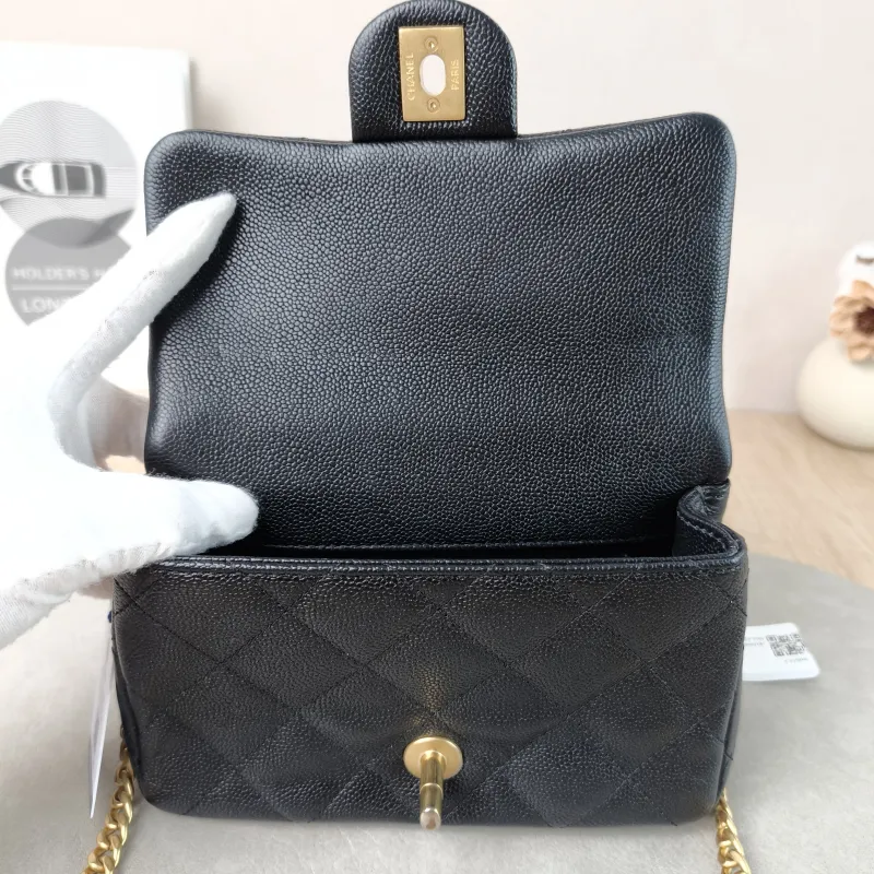 Chanel Crossbody Bag CF Mini Black with Gold-Tone Hardware Grained Calfskinmini18 × 5 × 12 cm — detail view 9 of 12