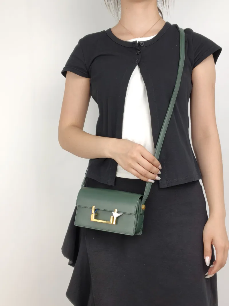 SAINT LAURENT Shoulder Bag Shoulder Bag Green Calfskin16.5 × 5 × 8.5 cm — on-model view 2 of 3