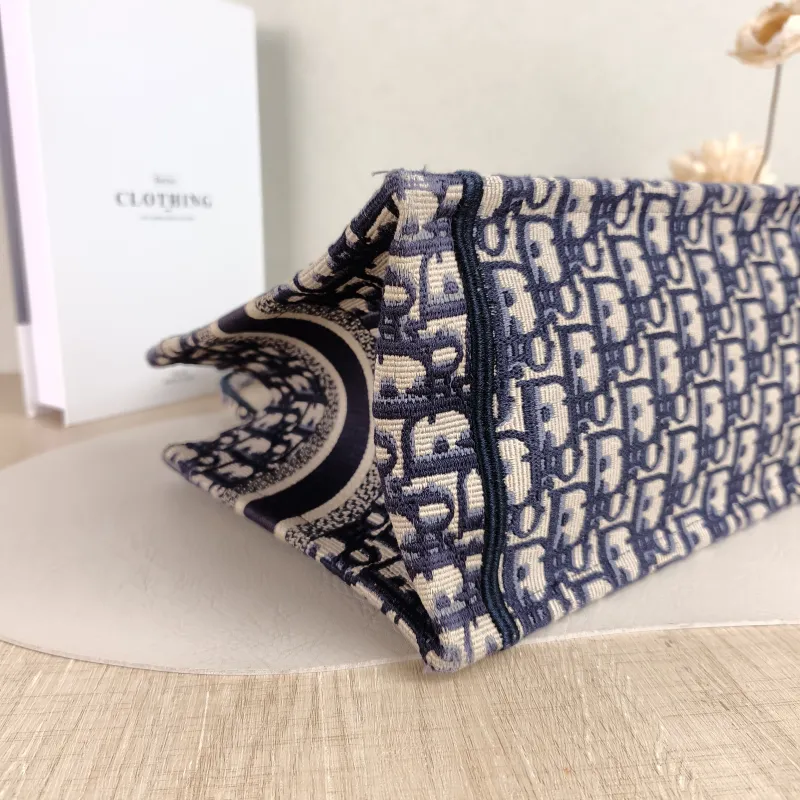 DIOR Top Handle Bag Book Tote Blue Canvas Small 26.5 × 14 × 22 cm — detail view 6 of 11