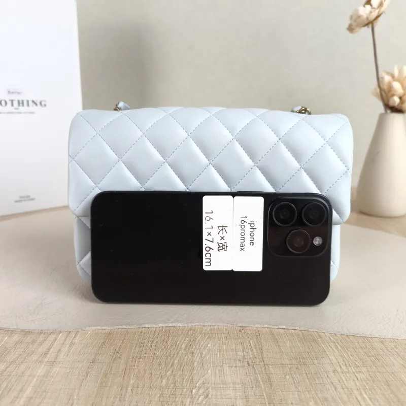 Chanel Crossbody Bag Classic Flap Large Mini CF Mini Blue Lambskin mini 20 × 6 × 12 cm — cover view 3 of 6