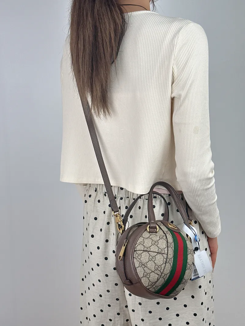 GUCCI Top Handle Bag Ophidia Top Handle Bag Monogram PVC Mini 16 × 16 × 16 cm — on-model view 1 of 2