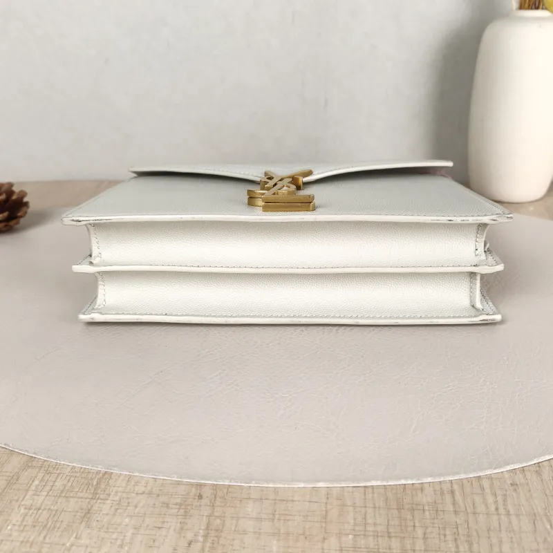 SAINT LAURENT Crossbody Bag Cassandra White Grained Calfskin Medium 22 × 5.5 × 16.5 cm — cover view 3 of 5