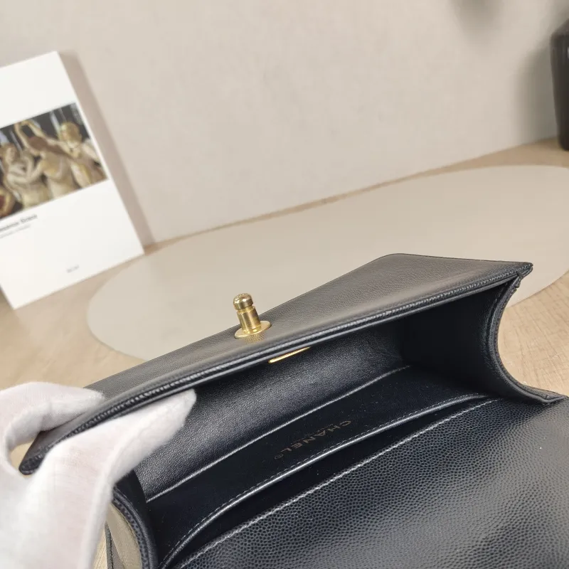 Chanel Crossbody Bag Le Boy​ Black Grained Calfskin Small 20.5 × 8.5 × 12 cm — detail view 7 of 12