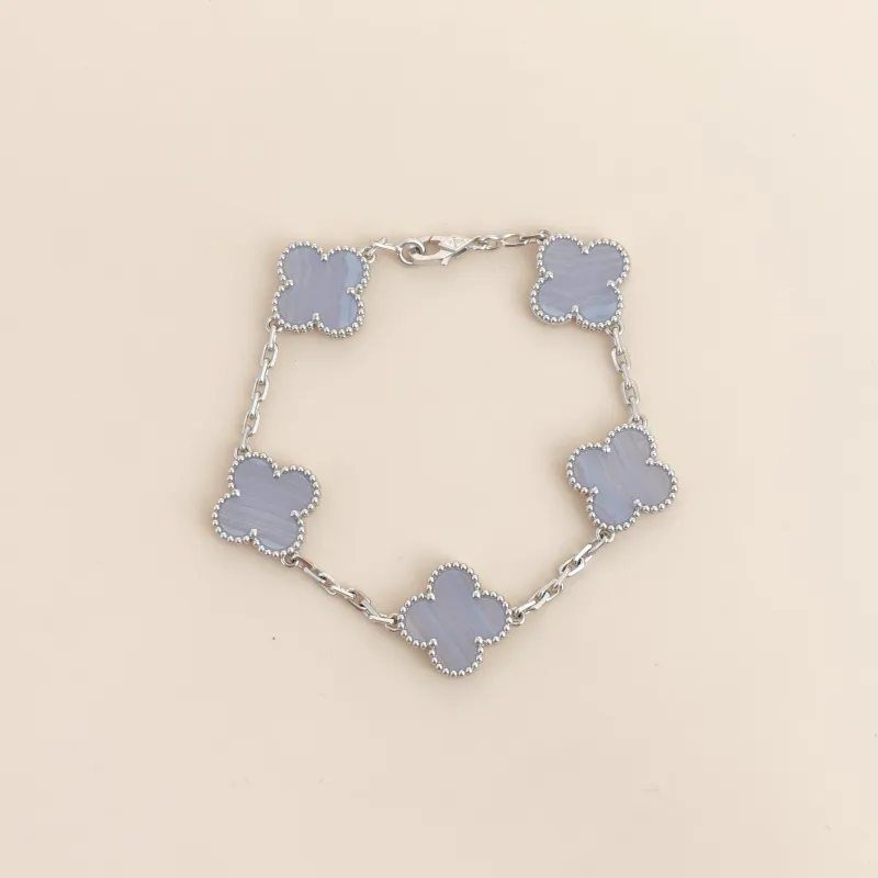 Van Cleef & Arpels Bracelet Alhambra Alhambra Collection Five-Motif Bracelet 18KW hite Gold Vintage Small17cm