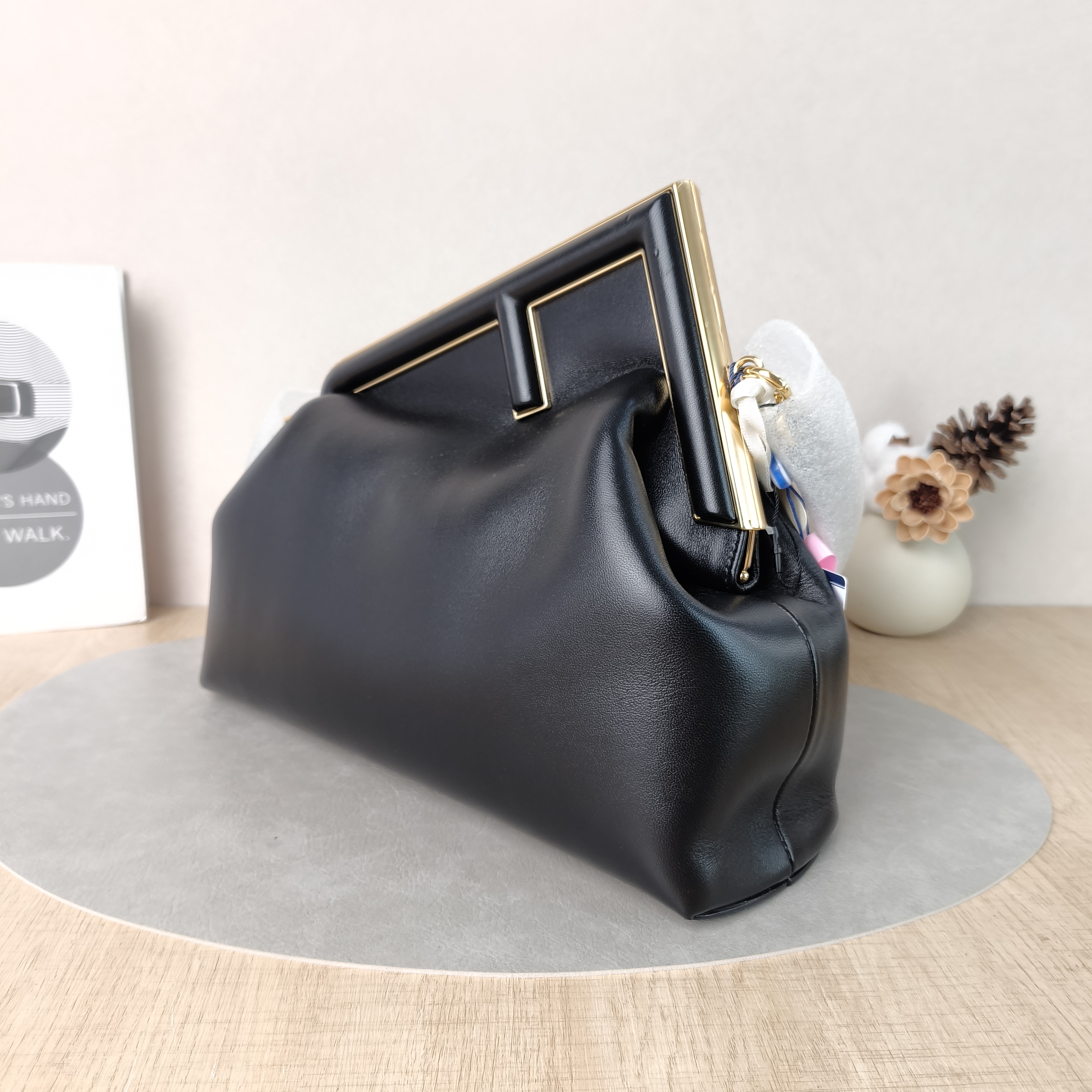 FENDI Crossbody Bag FIRST Clutch Shoulder Bag Black Lambskin Medium32.5 × 15 × 23.5 cm — cover view 5 of 6