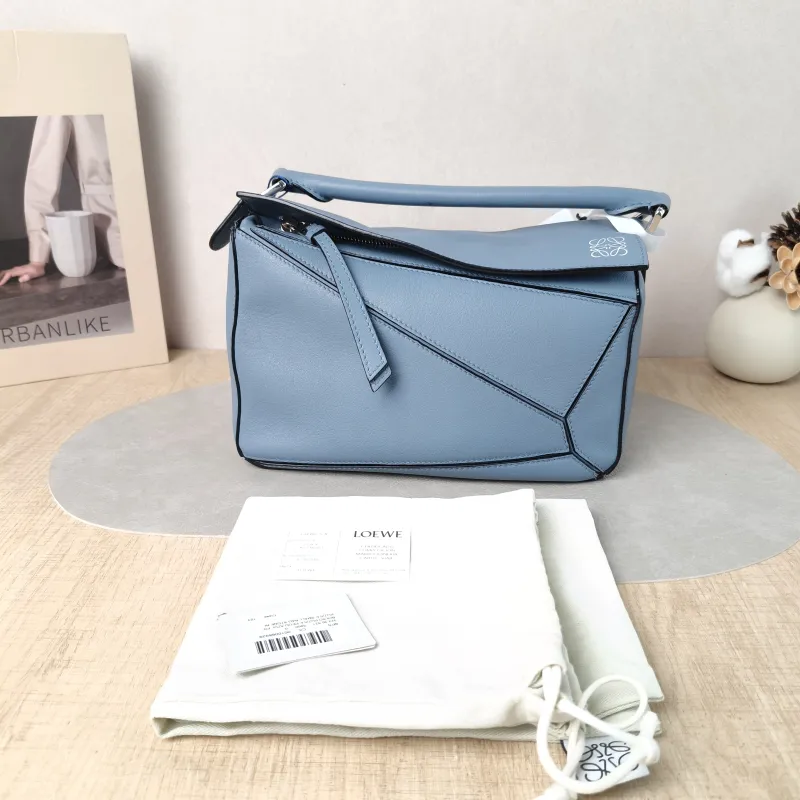 LOEWE Crossbody Bag Puzzle Blue CC alfskin Small 24 × 10.5 × 16.5 cm — cover view 3 of 6