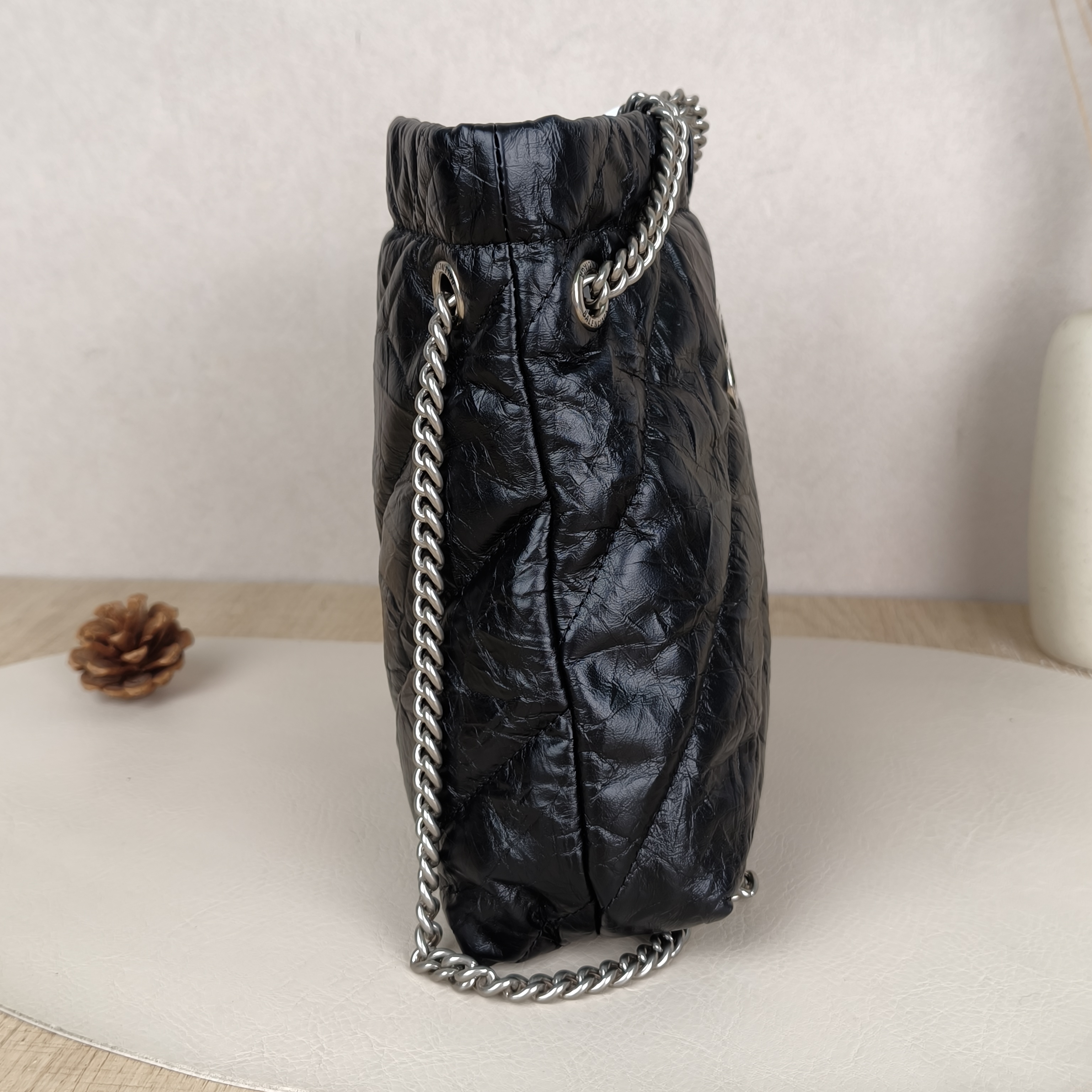 BALENCIAGA Shoulder Bag Tote Bag Crush tote Black Calfskin XS XS20 × 8 × 20 cm — cover view 7 of 9
