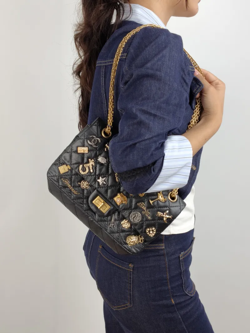 Chanel Crossbody Bag 2.55 Edition Black Calfskin Small 24 × 7.5 × 16 cm 24 — on-model view 1 of 2