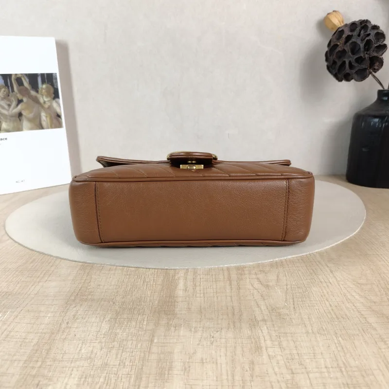 GUCCI Crossbody Bag GG Marmont Medium Marmont 26 Caramel Calfskin 26 × 7 × 15 cm — cover view 5 of 5