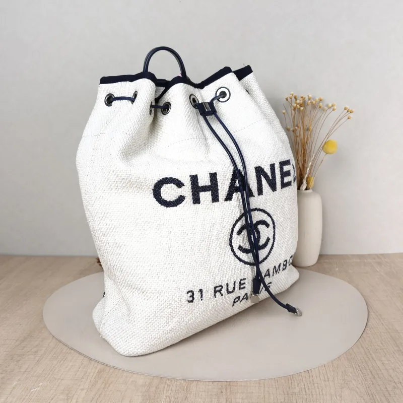 Chanel Backpack Backpack White Blue One Size 33 × 12 × 39 cm 23 — cover view 4 of 5