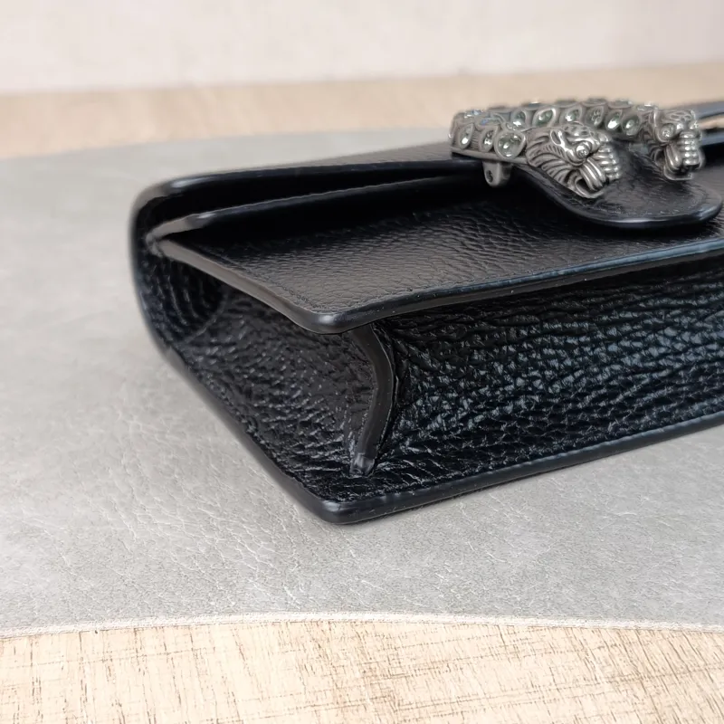 GUCCI Crossbody Bag Dionysus Black Calfskin Mini 16.5 × 4.5 × 10 cm — detail view 8 of 13