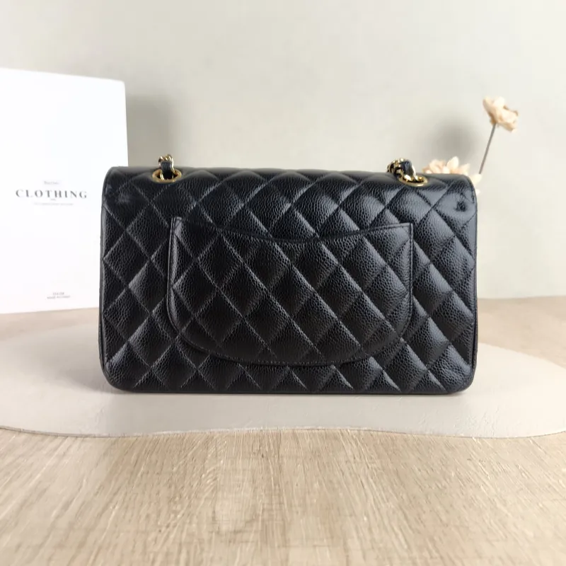 Chanel Crossbody Bag Classic Flap CF Black Grained Calfskin Medium 25.5 × 6.5 × 15.5 cm — cover view 3 of 4