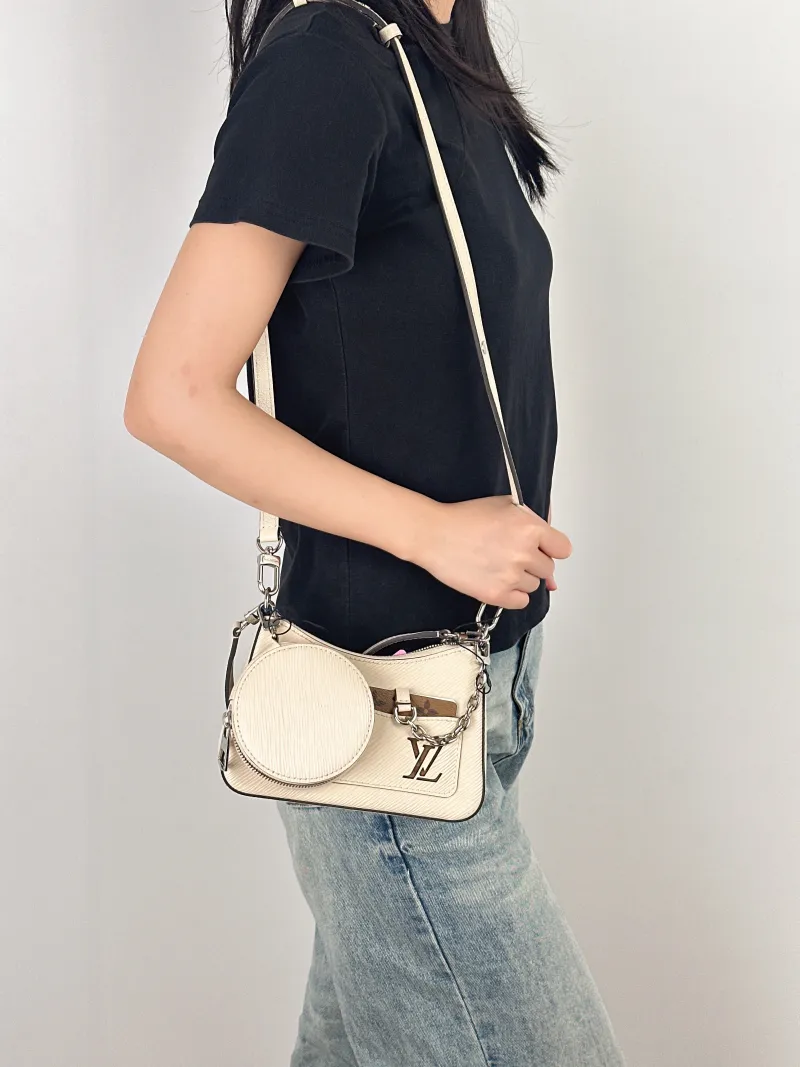 Louis Vuitton Shoulder Bag MARELLINI White Epi Embossed Calfskinmini19 × 6.5 × 13.5 cm — on-model view 3 of 3