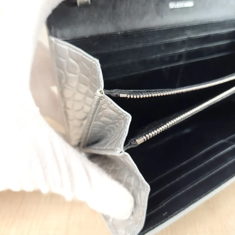 BALENCIAGA Crossbody Bag WOC Crossbody Bag Silver Calfskin One Size 19.5 × 3 × 10 cm — detail view 12 of 13