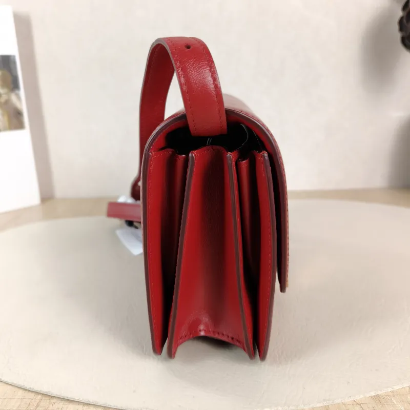 CELINE Crossbody Bag Classic Box Red Calfskin Mini 16 × 7 × 13 cm Conditioned — detail view 10 of 11