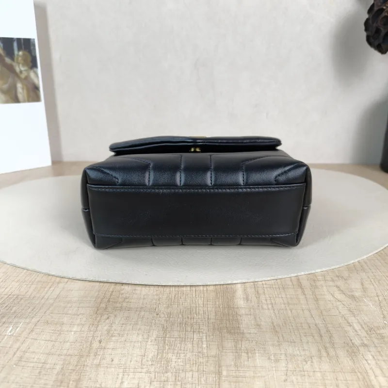 SAINT LAURENT Crossbody Bag LOULOU Black Calfskin Mini 20 × 7.5 × 14 cm — cover view 3 of 6