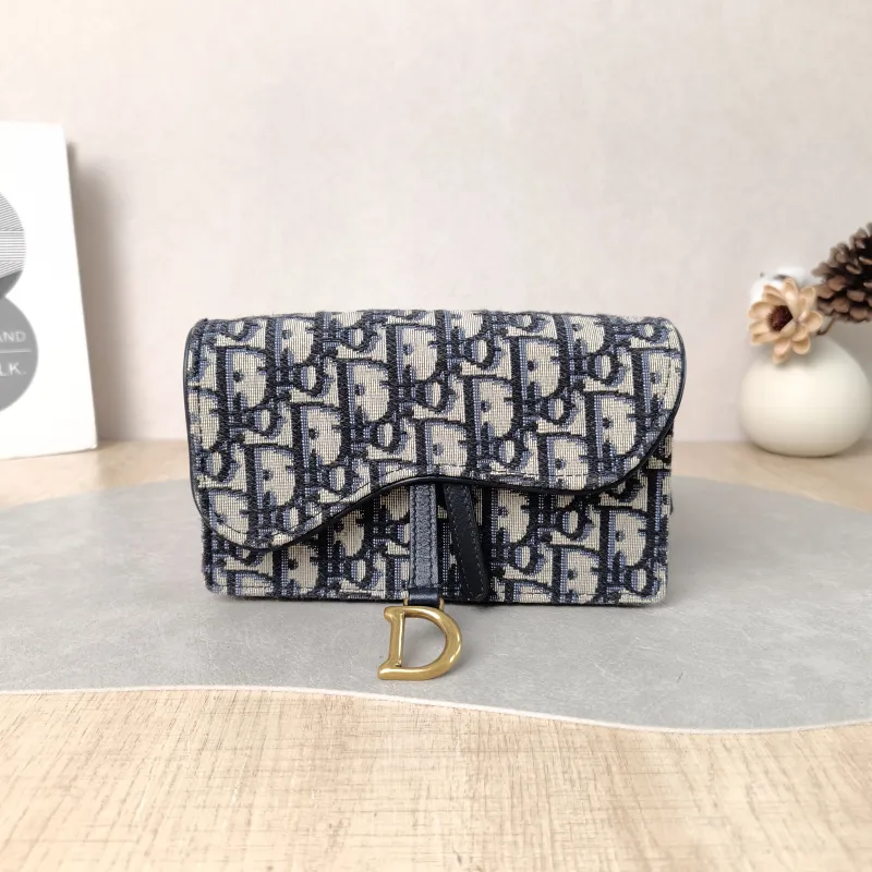 DIOR Belt Bag Saddle Belt Bag Blue Canvas One Size 17 × 3.5 × 10.5 cm