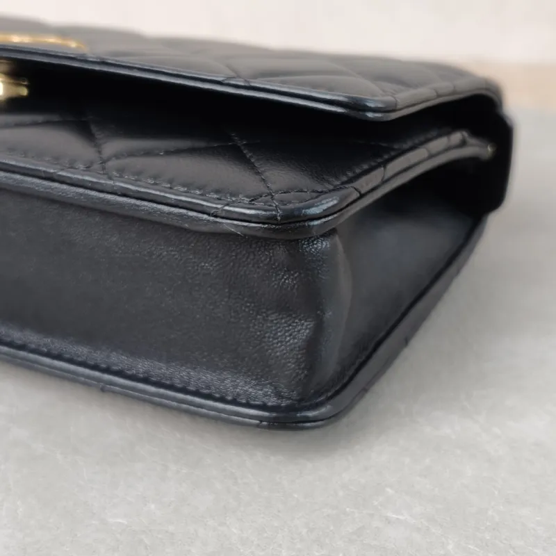 Chanel Crossbody Bag Classic Flap WOC CF WOCWOC Bag Black Grained Calfskin Mini 19.2 × 3.5 × 12.3 cm — detail view 13 of 13