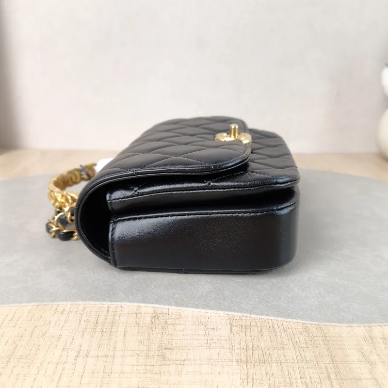Chanel Crossbody Bag 24s Black Lambskin One Size 18 × 6 × 13 cm — detail view 9 of 15