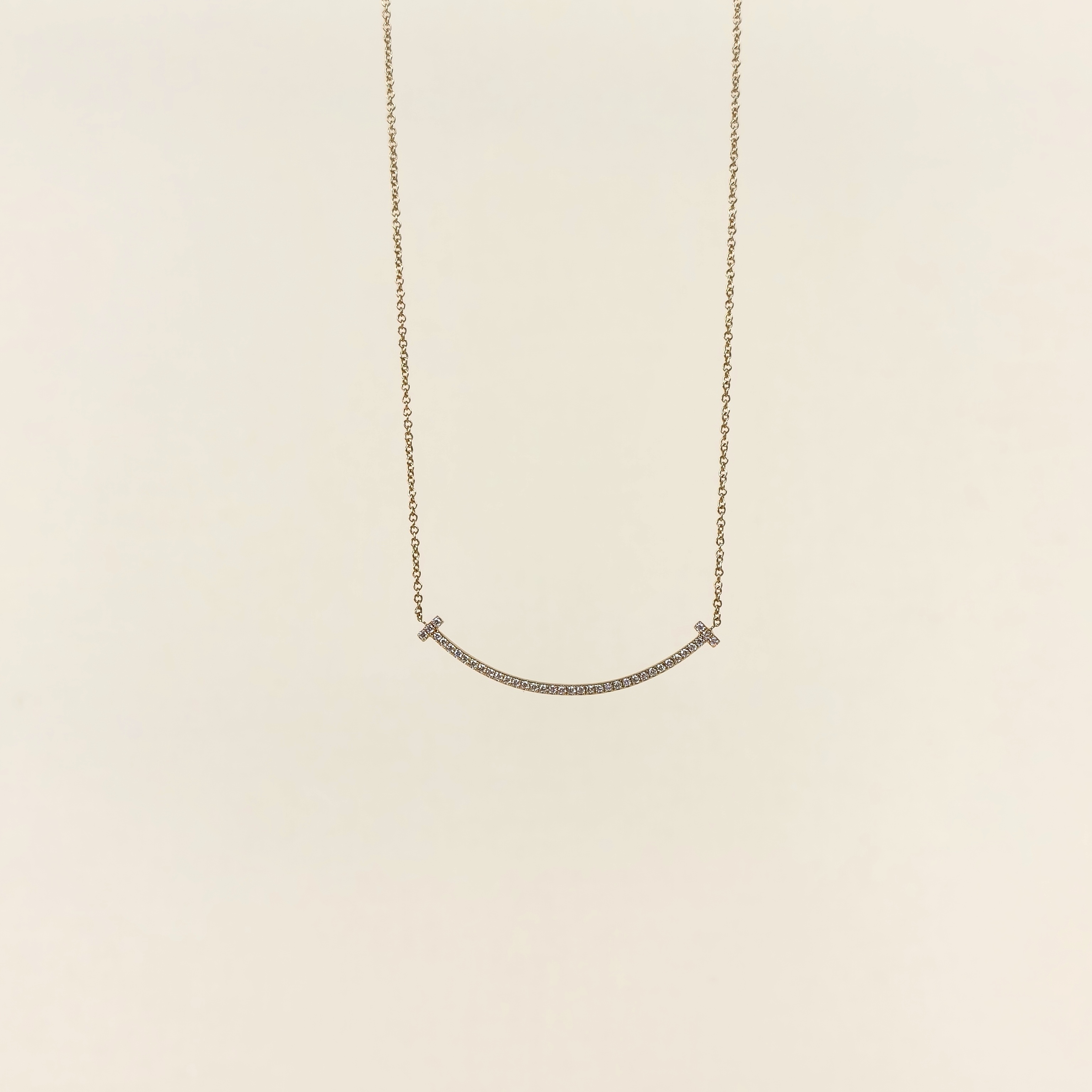 Tiffany&Co. Necklace TC ollection Smile Yellow Gold Pavé Diamond Yellow Gold Diamond18KY ellow Gold Small40.5cm