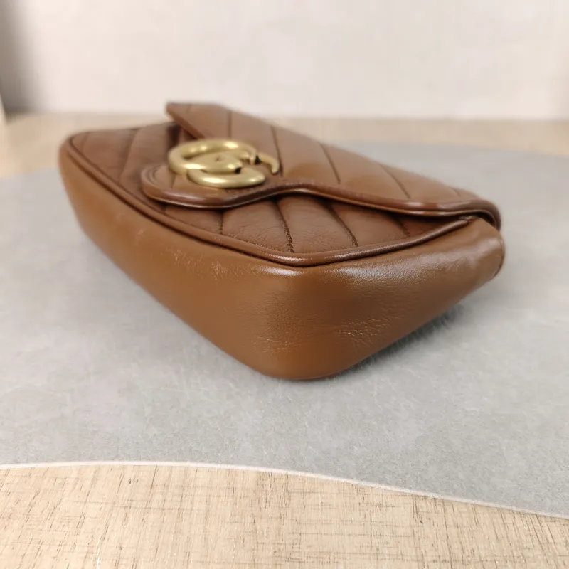 GUCCI Crossbody Bag GG Marmont Mini Marmont Mini Caramel Calfskin Mini 16.5 × 4.5 × 9.5 cm — detail view 9 of 12