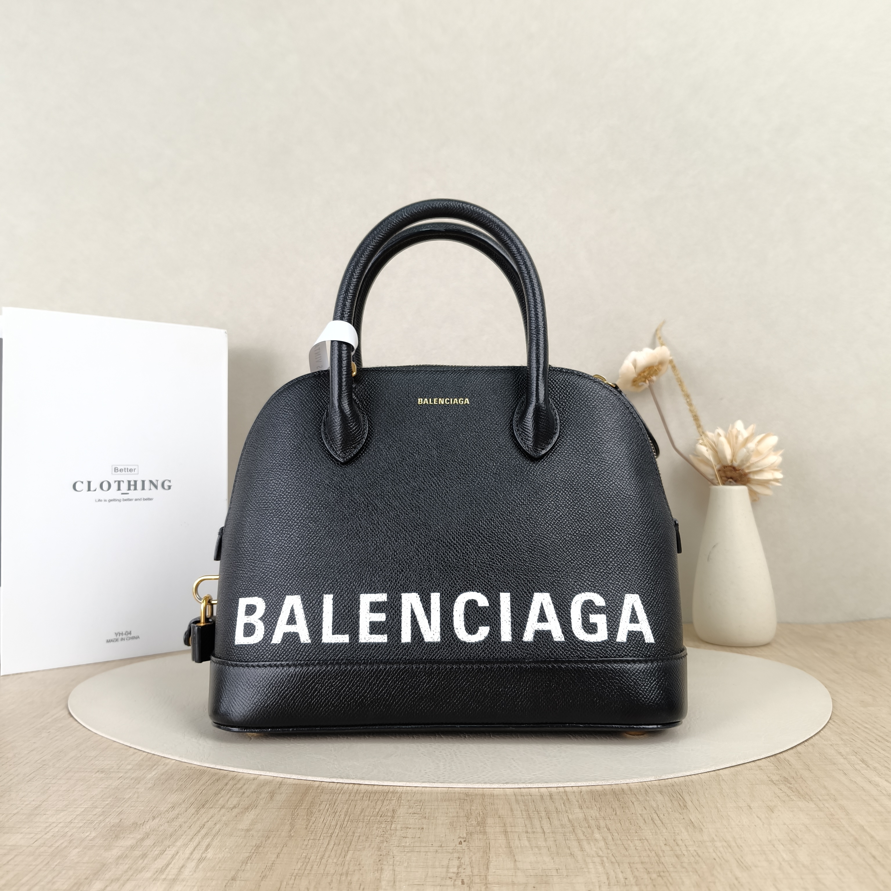 BALENCIAGA Top Handle Bag Ville Dome Bag Black Calfskin Small26 × 11 × 22 cm