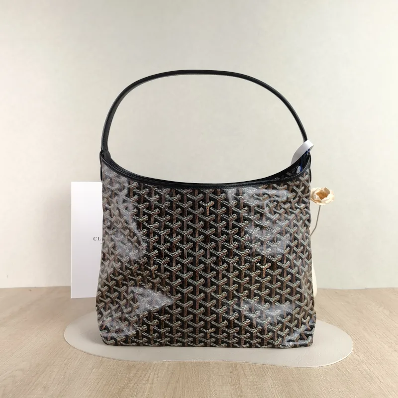 GOYARD Shoulder Bag Boheme Hobo​ Black ine Canvas Small 43 × 14 × 27 cm