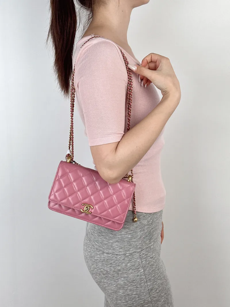 Chanel Crossbody Bag woc Pink Calfskin One Size19.2 × 3.5 × 12.3 cm — on-model view 2 of 2