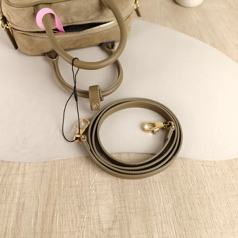 Chanel Crossbody Bag Bowling Bag Taupe Suede One Size 20 × 9 × 12 cm — detail view 1 of 12