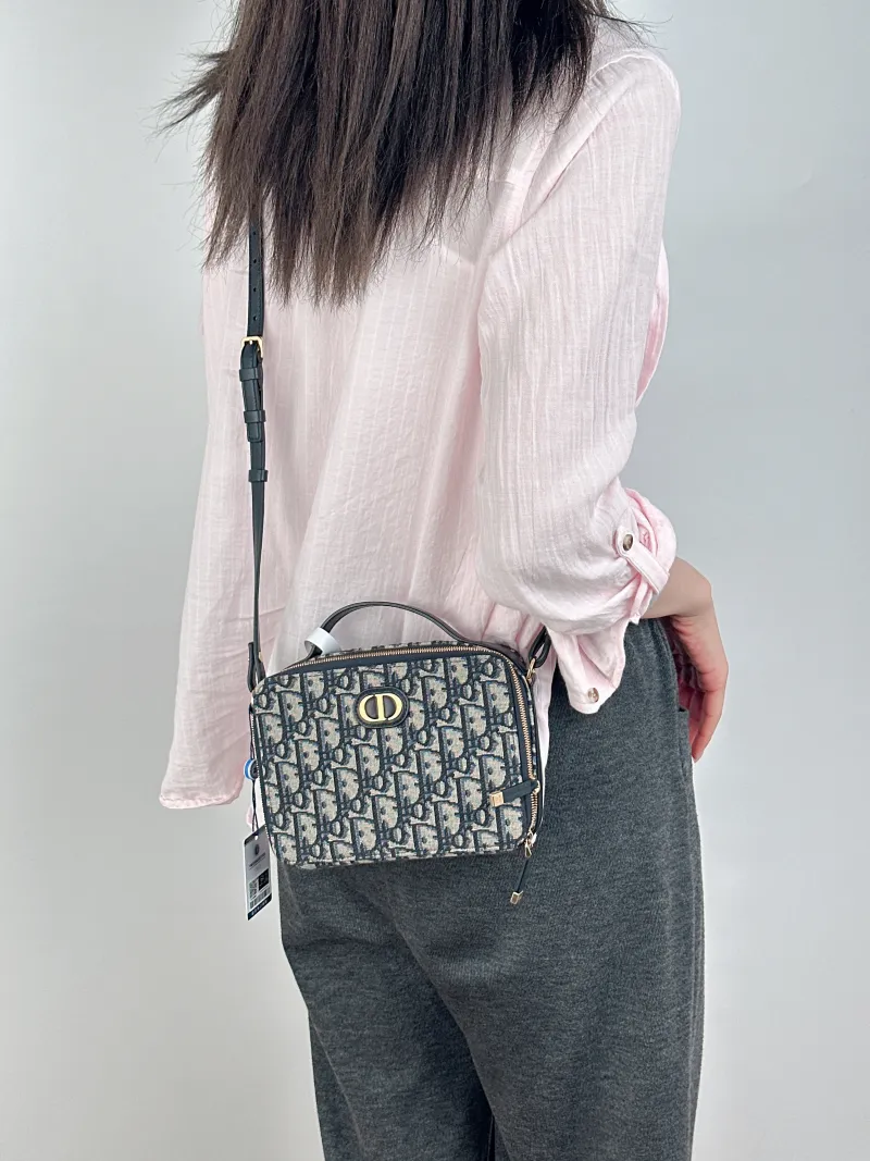 DIOR Shoulder Bag30 Montaigne Box Shoulder Bag Blue Canvas One Size19.5 × 6 × 15 cm — on-model view 2 of 3