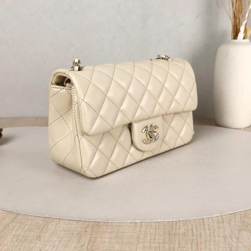 Chanel Crossbody Bag Classic Flap Large Mini CF Mini Beige Lambskin mini 20 × 6 × 12 cm — cover view 6 of 6