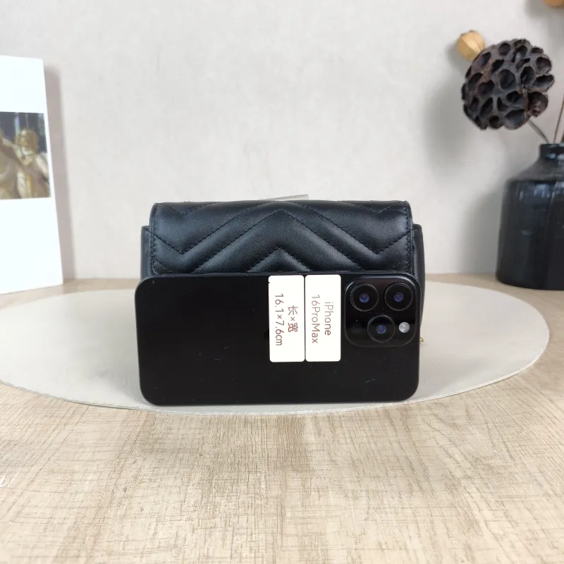GUCCI Crossbody Bag GG Marmont Mini Marmont Mini Black Calfskin Mini 16.5 × 4.5 × 9.5 cm — cover view 3 of 5