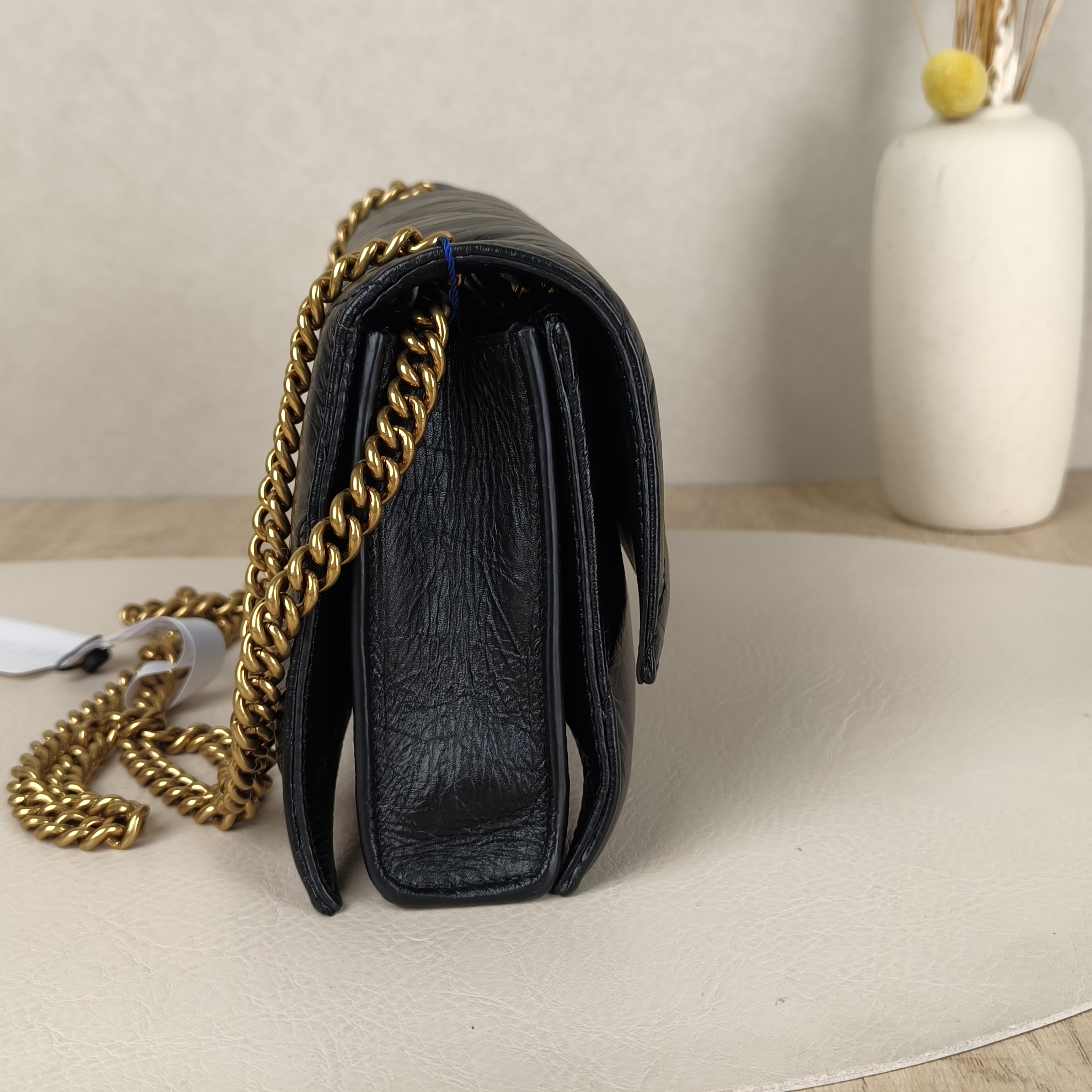BALENCIAGA Crossbody Bag CRUSH Chain Bag Black CC alfskinxs Small22 × 5 × 10 cm — cover view 6 of 9