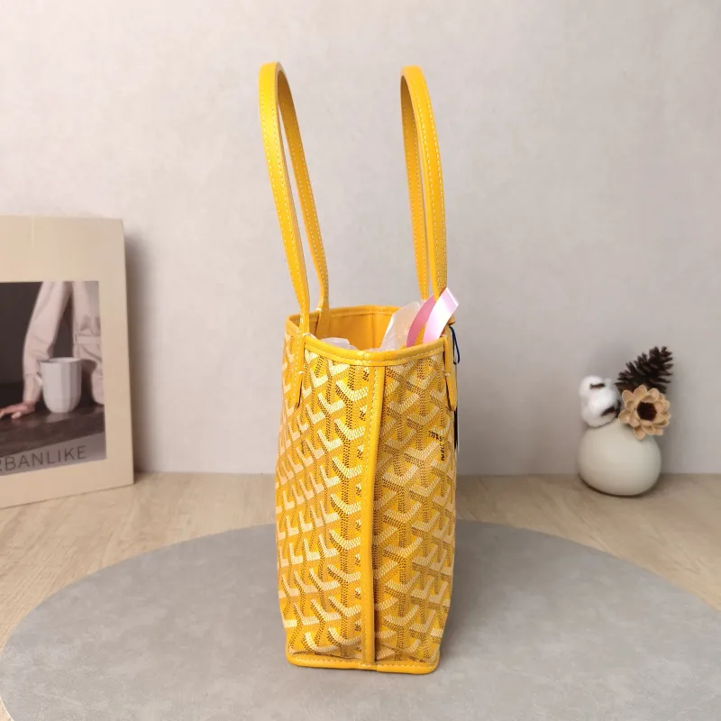 GOYARD Top Handle Bag ANJOU Shopping Tote Yellow PVC Mini 19.5 × 9 × 19.5 cm — detail view 1 of 13