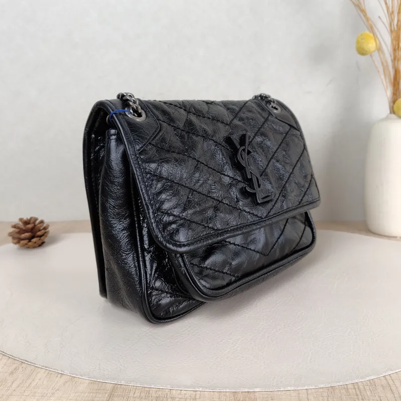 SAINT LAURENT Crossbody Bag Niki Black Waxed Leather Calfskin Small 21 × 7.5 × 16 cm — cover view 5 of 5