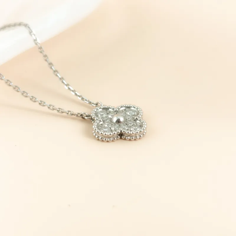 Van Cleef & Arpels Necklace Alhambra White Gold 18KW hite Gold Diamond Vintage Small 41cm — cover view 8 of 10