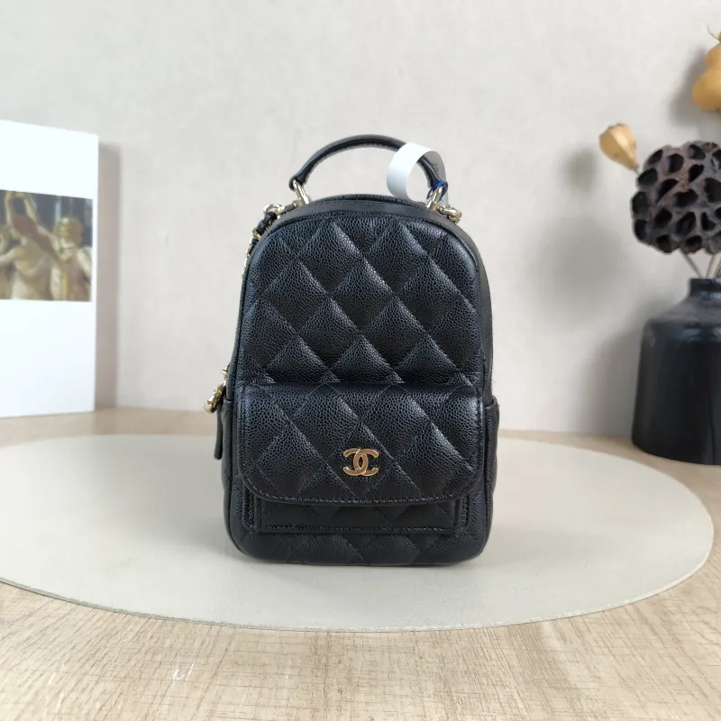 Chanel Backpack mini Backpack Collection Black Grained Calfskin One Size13 × 9 × 18 cm