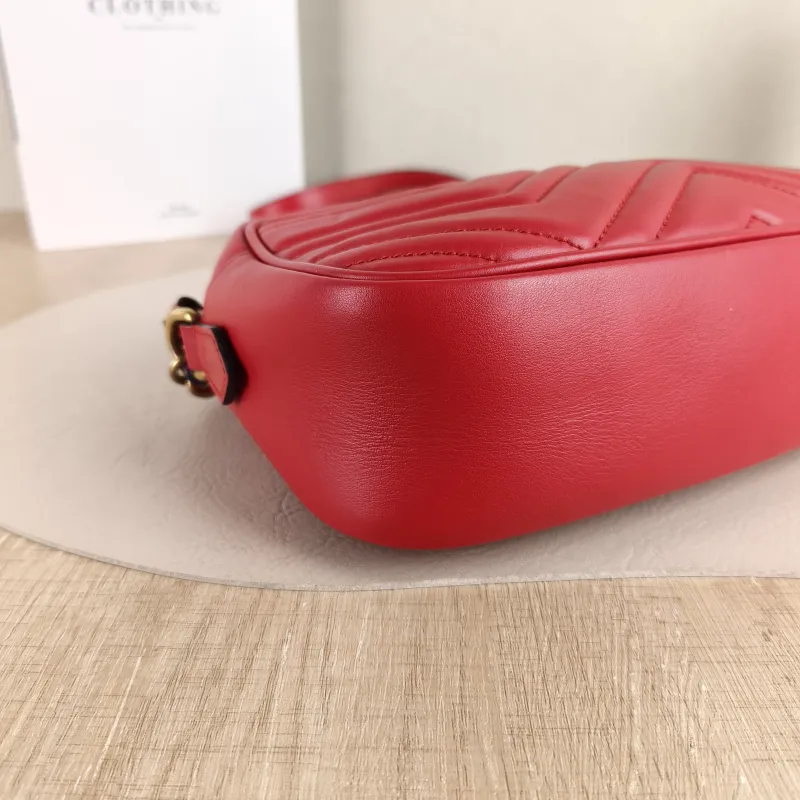 GUCCI Crossbody Bag GG Marmont Marmont Camera Bag Red Calfskin Small 24 × 7 × 13 cm — detail view 5 of 10