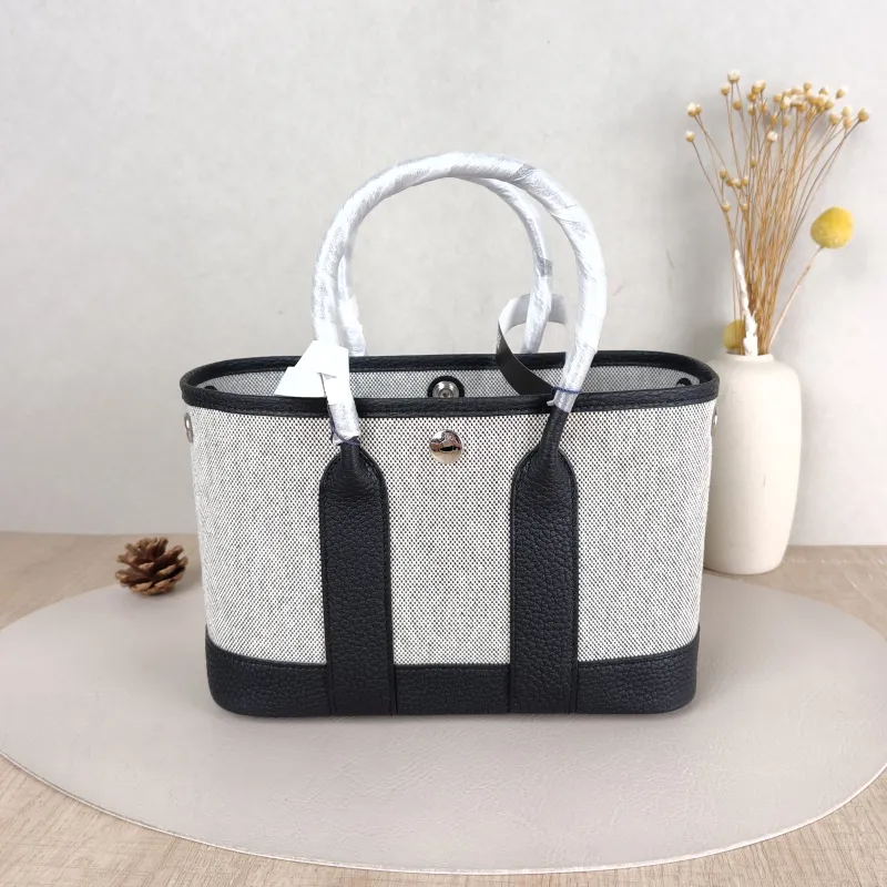 Hermès Top Handle Bag Neo Garden 23 Mini Black · Beige Canvas · Negonda Calfskin Mini 23 × 10 × 16 cm G — cover view 3 of 6