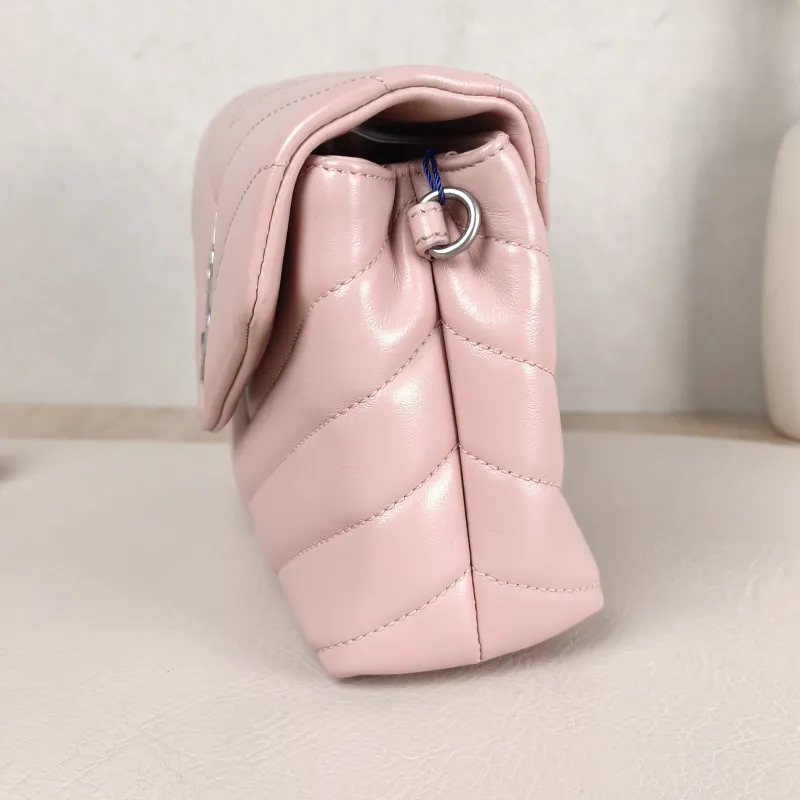 SAINT LAURENT Shoulder Bag LOULOU Pink Calfskin Mini 20 × 7.5 × 14 cm — detail view 7 of 11