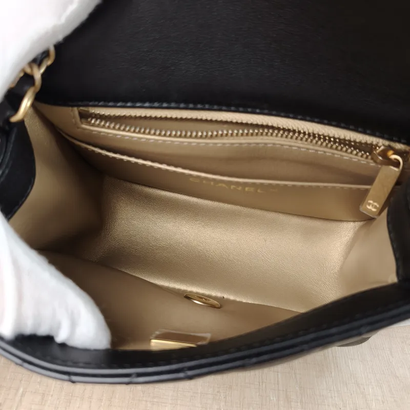 Chanel Crossbody Bag Classic Flap Mini CF Mini Black with Gold-Tone Hardware SL ambskin Mini 17 × 8 × 13.5 cm — detail view 11 of 14