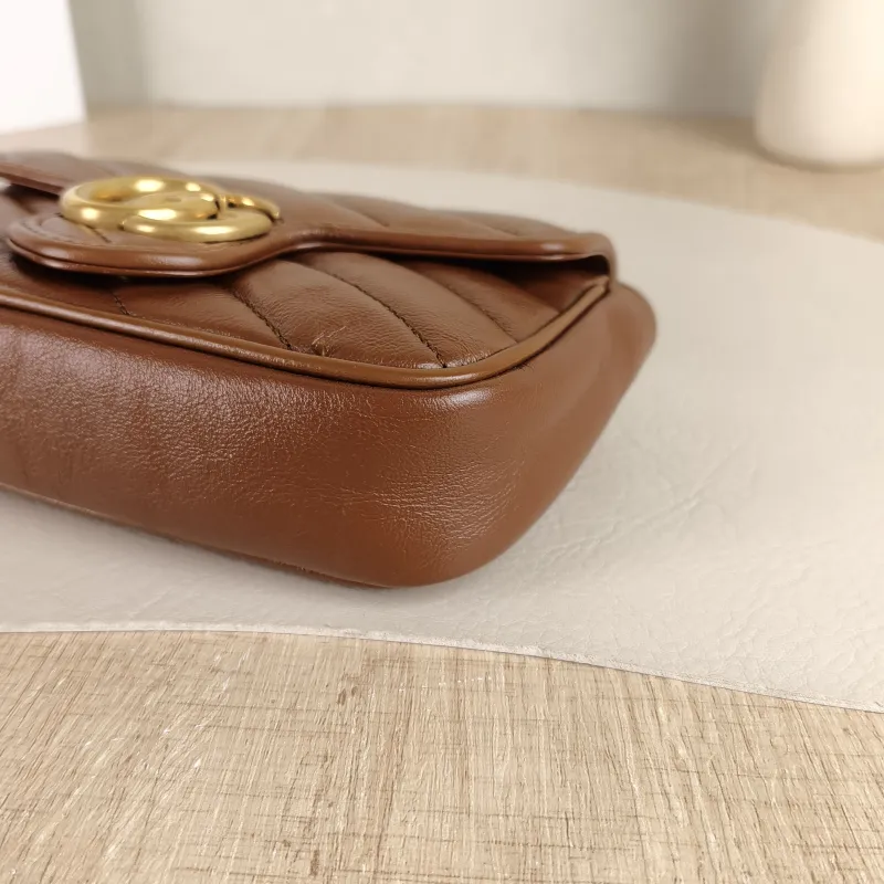 GUCCI Crossbody Bag GG Marmont Mini Marmont Mini Caramel Calfskin Mini 16.5 × 4.5 × 9.5 cm — detail view 11 of 11