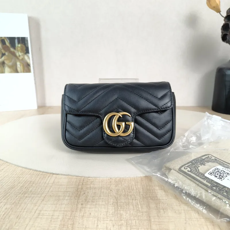 GUCCI Crossbody Bag GG Marmont Mini Marmont Mini Black Calfskinmini16.5 × 4.5 × 9.5 cm — cover view 6 of 6