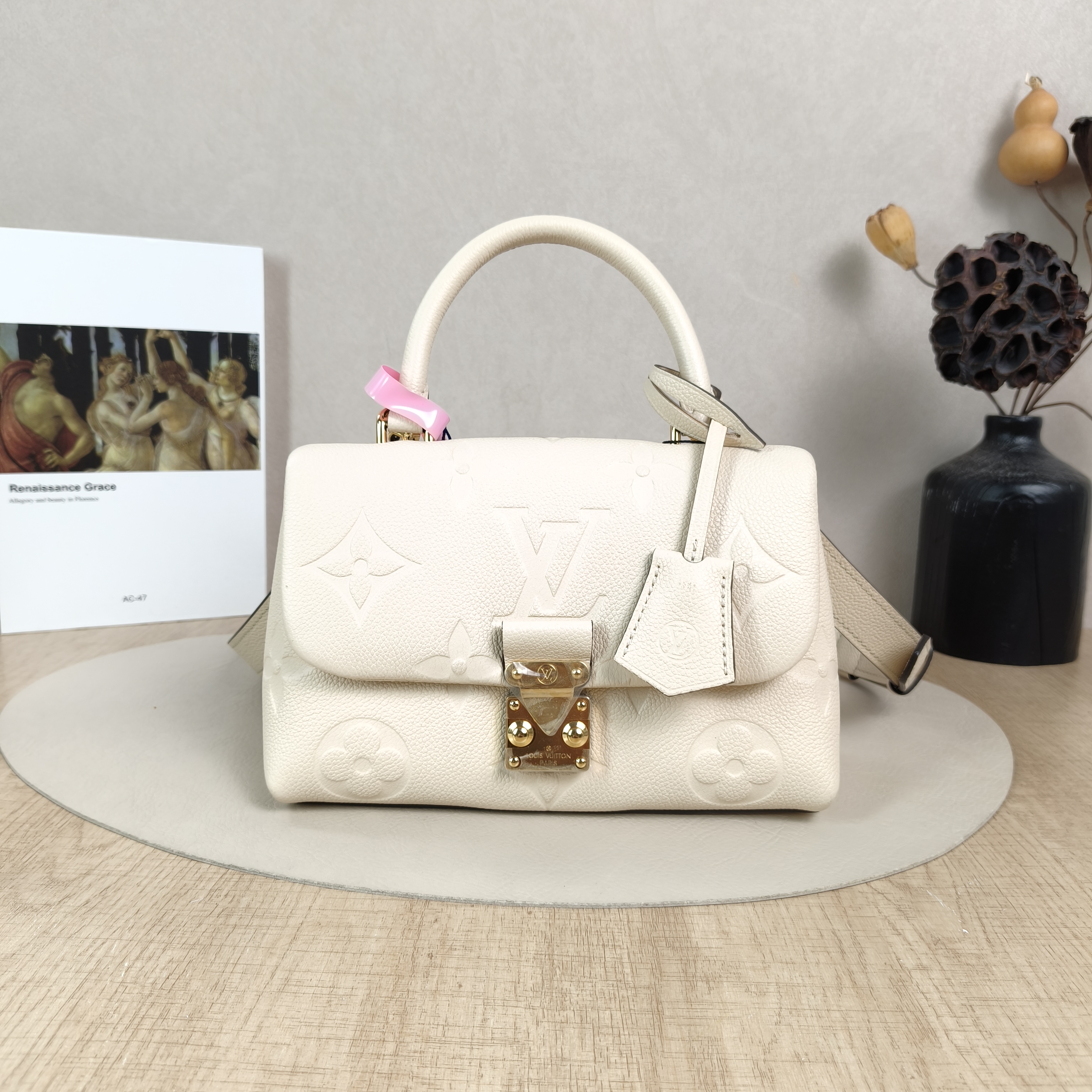 Louis Vuitton Crossbody Bag MADELEINE White Empreinte Embossed Calfskin Monogram BB24 × 8.5 × 17 cm