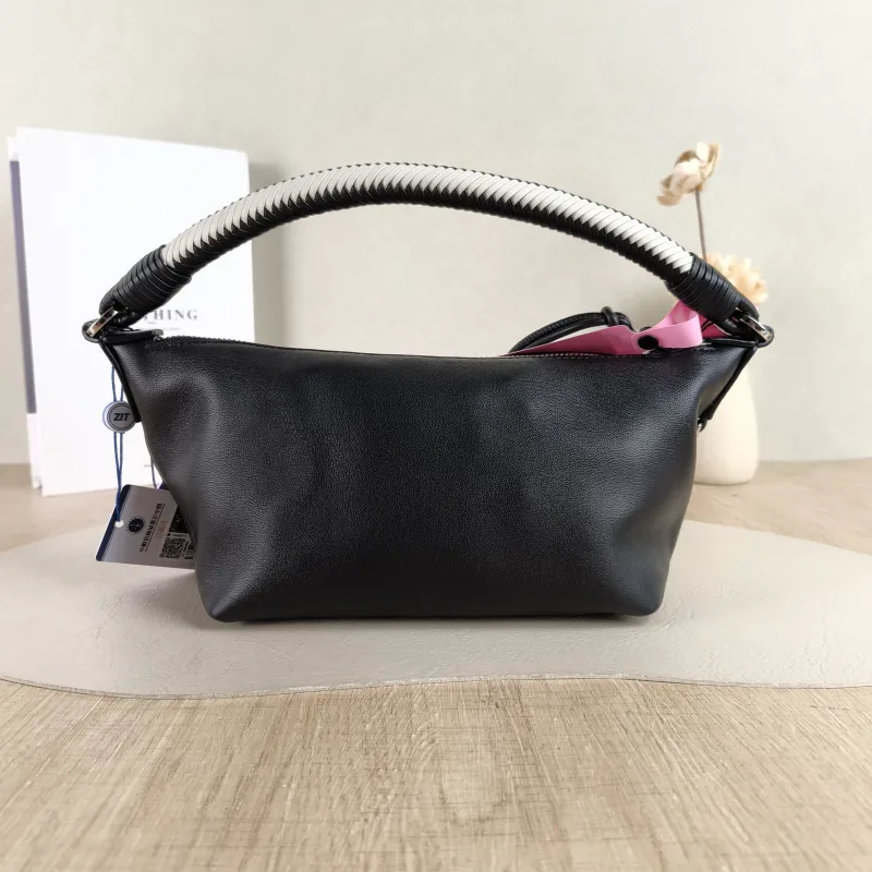 LOEWE Shoulder Bag Cala Woven Black White Lambskin Mini 26 × 10 × 13 cm — cover view 3 of 5