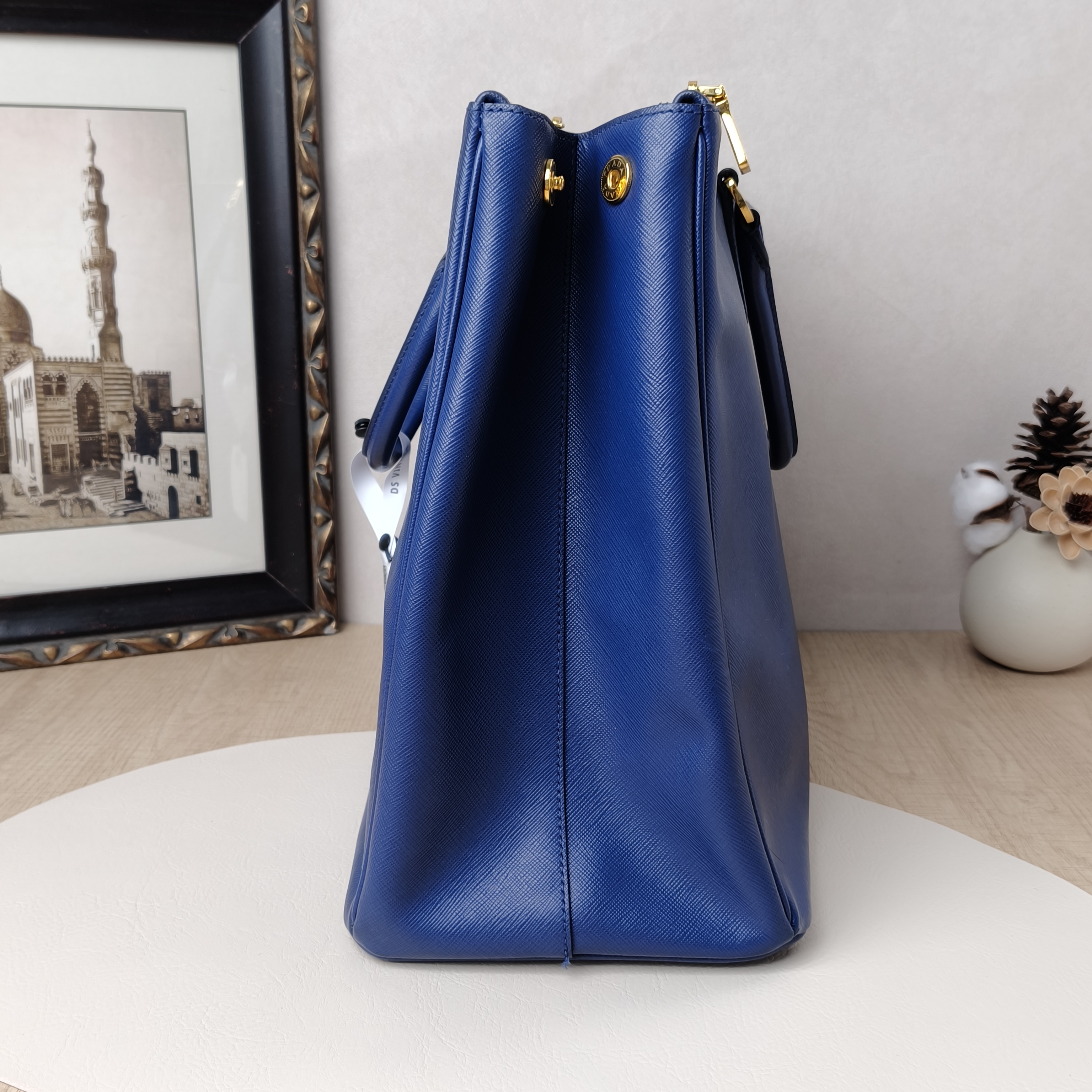 PRADA Galleria Galleria Bag Top Handle Bag Blue Calfskin · 40 × 17 × 29 cm — cover view 4 of 9