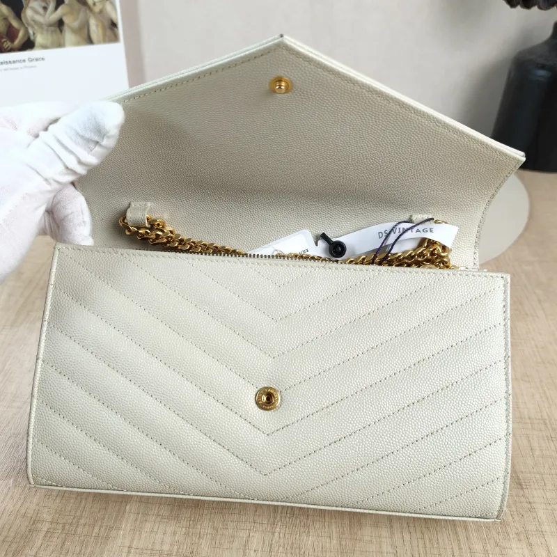 SAINT LAURENT Crossbody Bag CASSANDRE ENVELOPE White Calfskin 22.5 × 4 × 14 cm — detail view 8 of 13