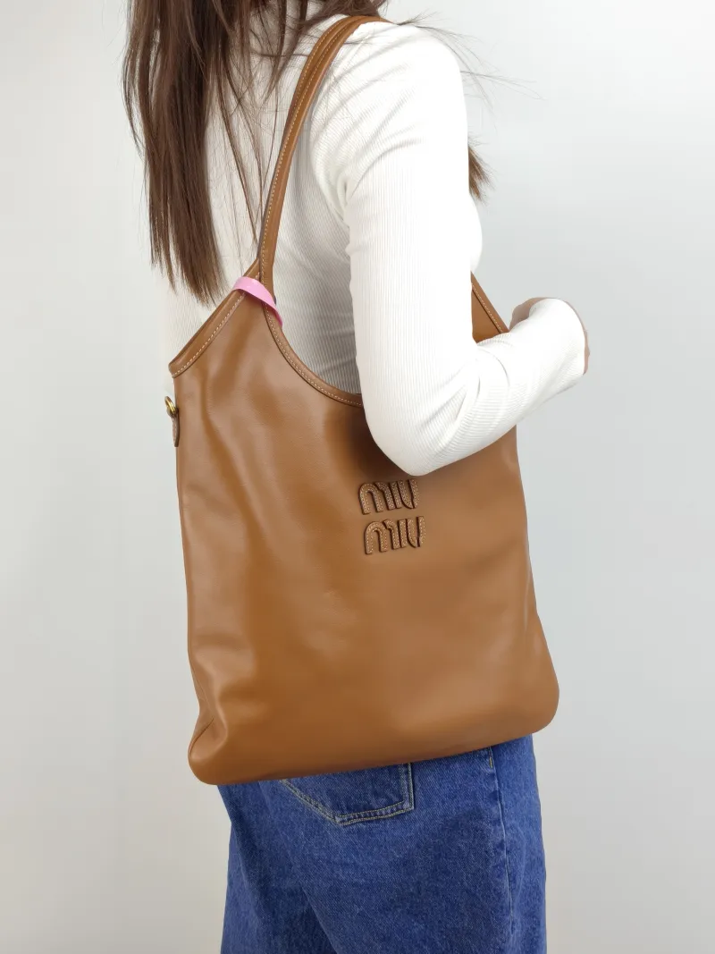 Miumiu Shoulder Bag IVY Tote Shopping Tote CC alfskin Medium 35*40 — on-model view 2 of 2